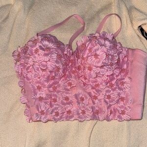 Pink Floral Bustier Top